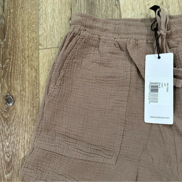 Bobi Los Angeles Women’s Java Beach Gauze Pull-On Shorts with Pockets Size S NWT - Picture 3 of 9
